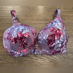 Cacique lightly lined full coverage bra Floral Bra in Purple and Pink 38I